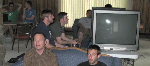Group playing xbox