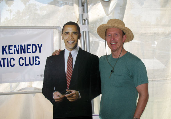 posing with obama cutout